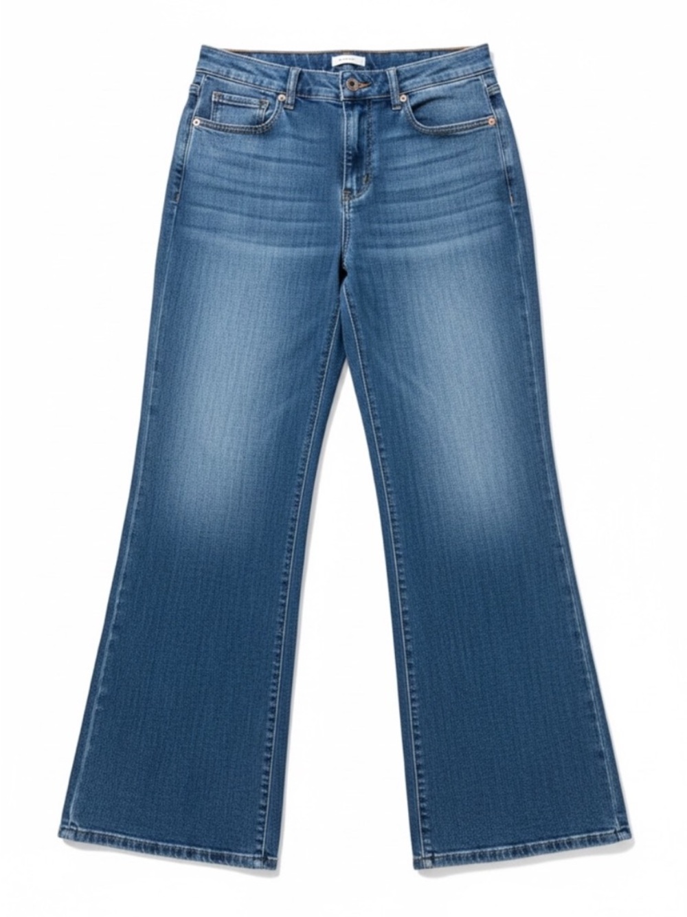 EVEREVE Jeans Wide Leg High Waist Flare Stretch Denim Medium Blue Size 27 X 33L
